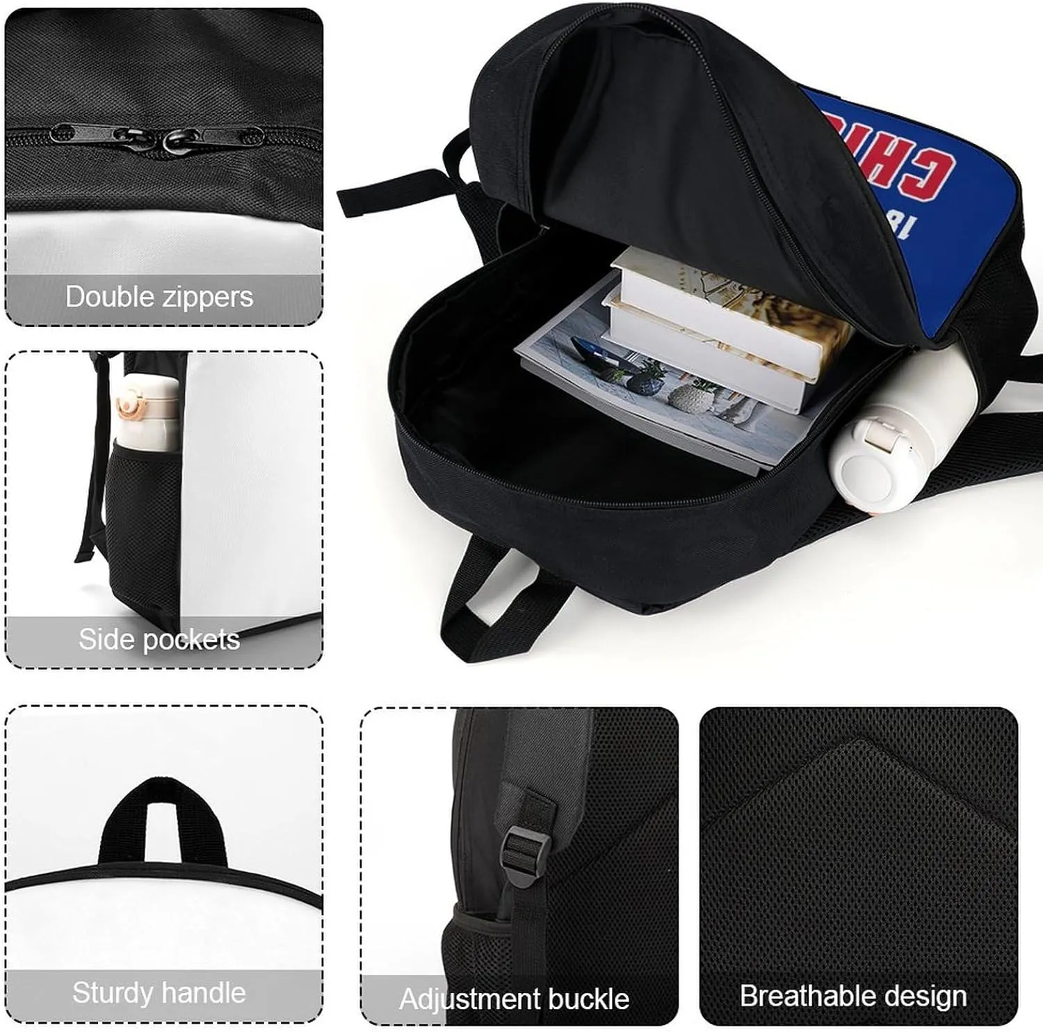 Chicago Backpack Custom 17Inch Shoulder Bag Gift for Men Women Boy Girl Personalized Name Number Laptop Travel Bag