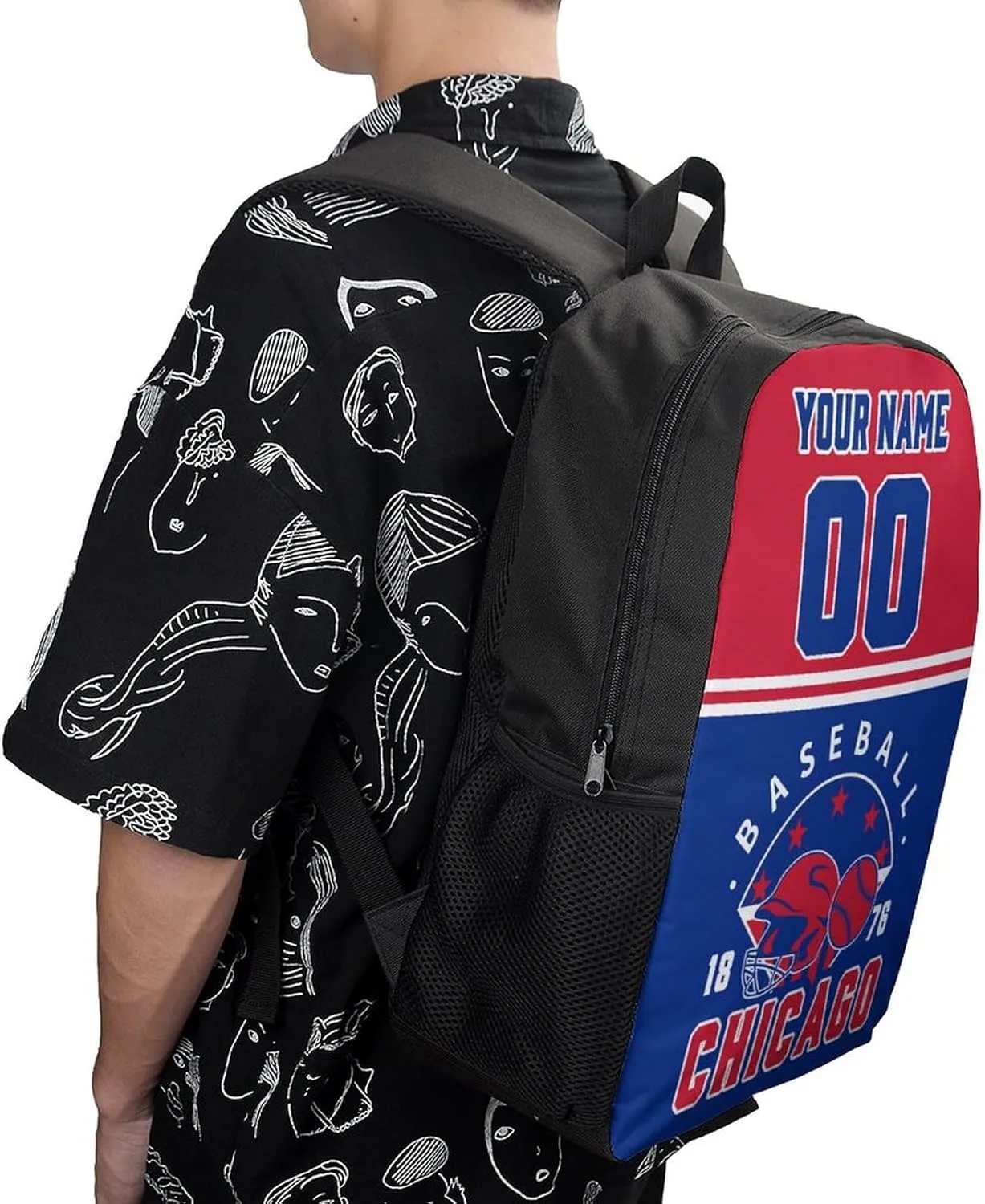 Chicago Backpack Custom 17Inch Shoulder Bag Gift for Men Women Boy Girl Personalized Name Number Laptop Travel Bag