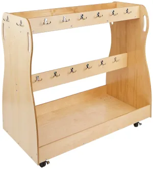 Childcraft Mobile Backpack Cart, 28 Hooks, Wooden, 49-3/4 x 26-1/2 x 49 Inches