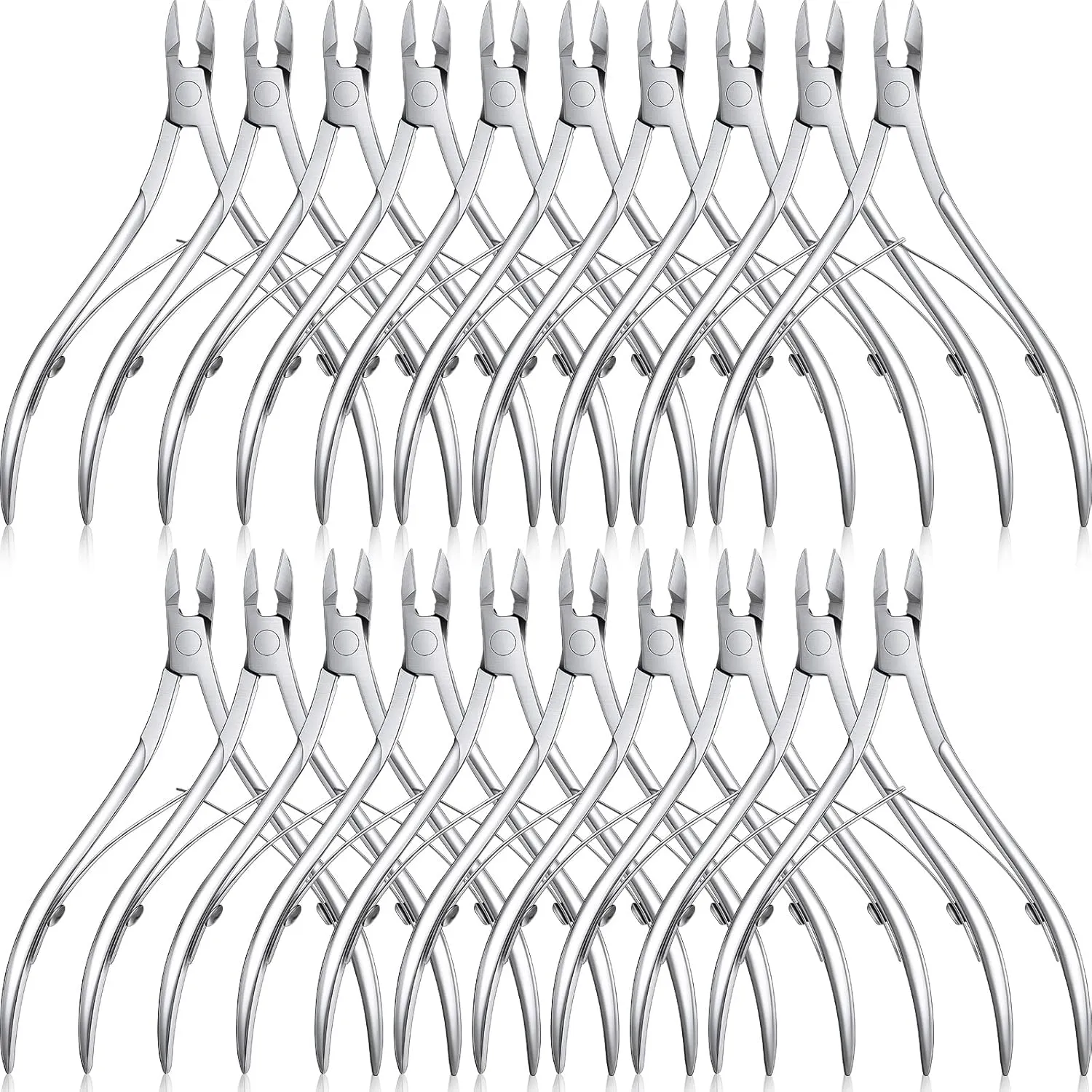 Chumia 20 Pcs Cuticle Trimmer Stainless Steel Cuticle Nippers, Nail Edge Cutter Clippers Dead Skin Trimmer Pointed Pedicure Manicure Nipper Remover Care Tools Bulk for Fingernails Toenails(Silver)