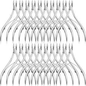Chumia 20 Pcs Cuticle Trimmer Stainless Steel Cuticle Nippers, Nail Edge Cutter Clippers Dead Skin Trimmer Pointed Pedicure Manicure Nipper Remover Care Tools Bulk for Fingernails Toenails(Silver)