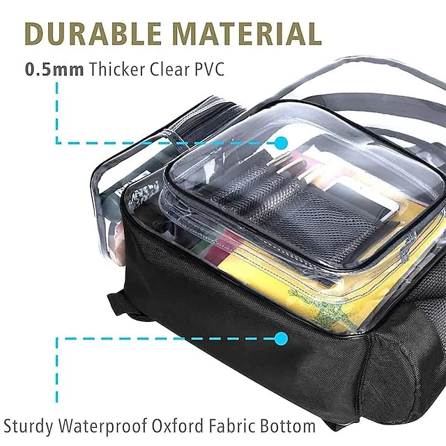 Clear Backpack F-color Large Clear Backpack Heavy Duty PVC Transparent Clear Bag for Stadium School Back to School Gifts