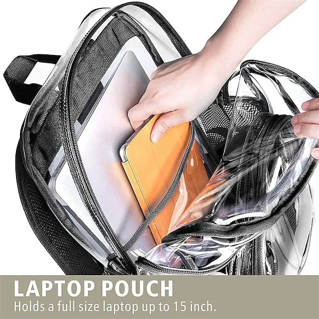 Clear Backpack F-color Large Clear Backpack Heavy Duty PVC Transparent Clear Bag for Stadium School Back to School Gifts