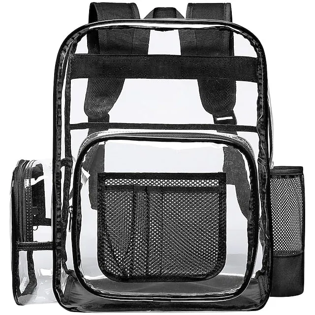 Clear Backpack F-color Large Clear Backpack Heavy Duty PVC Transparent Clear Bag for Stadium School Back to School Gifts