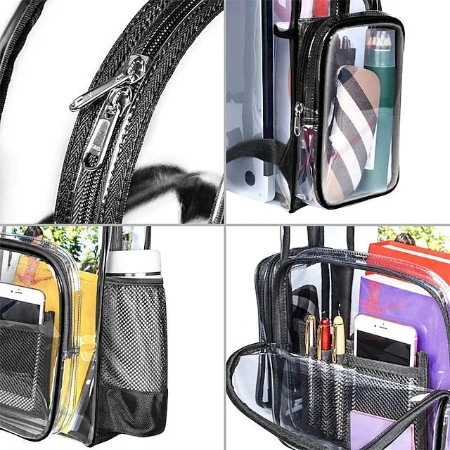 Clear Backpack F-color Large Clear Backpack Heavy Duty PVC Transparent Clear Bag for Stadium School Back to School Gifts