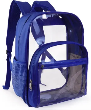 Clear Backpack for School, Heavy Duty Transparent Backpack with 0.6 mm PVC Bookbag 18 inch Clear Bag,Blue