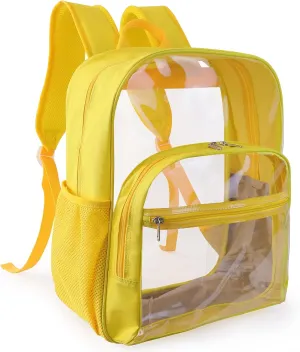 Clear Backpack for School, Heavy Duty Transparent Backpack with 0.6 mm PVC Bookbag 18 inch Clear Bag,Yellow