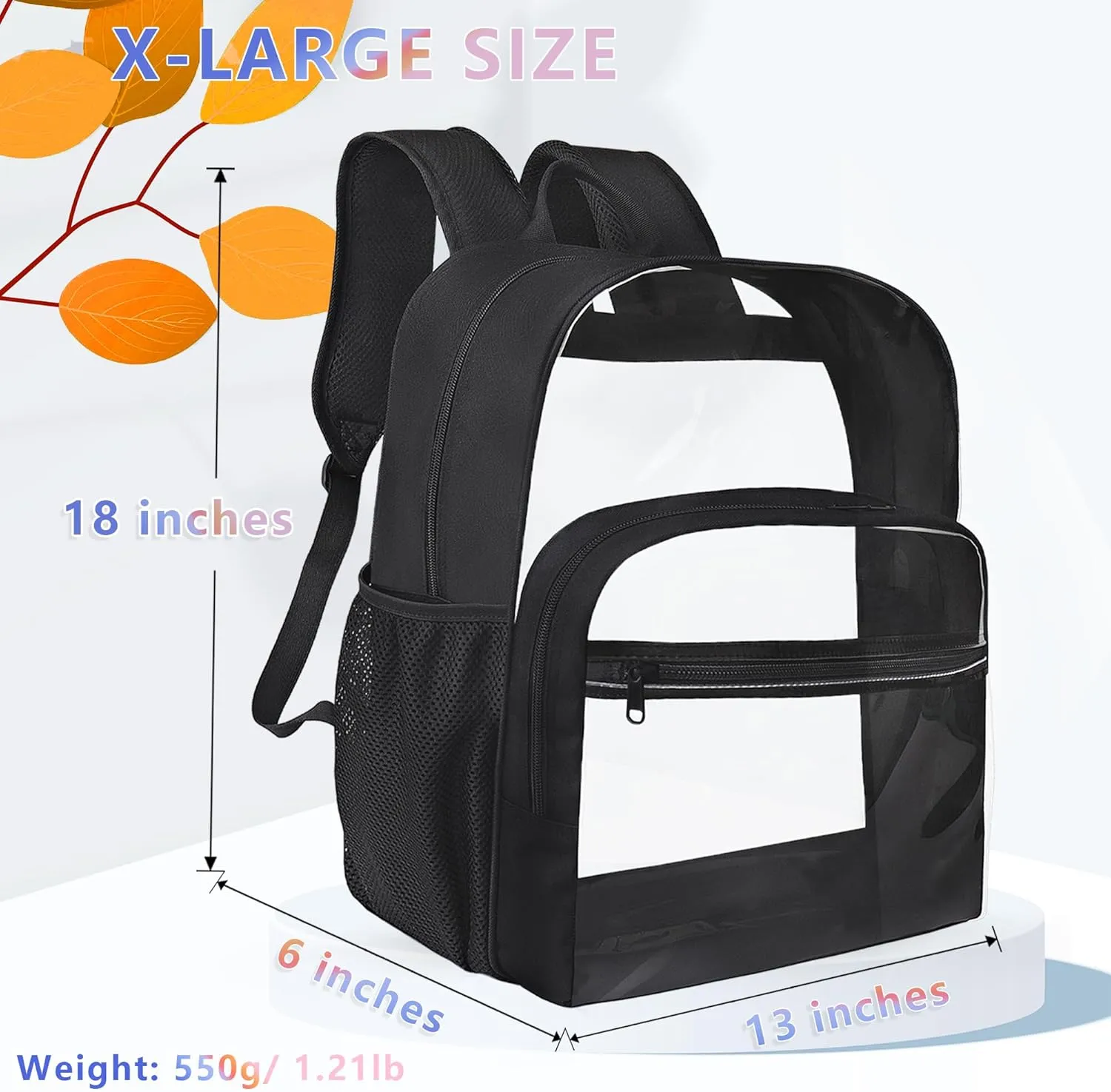Clear Backpack for School, Heavy Duty Transparent Backpack with 0.6 mm PVC Bookbag 18 inch Clear Bag,Yellow