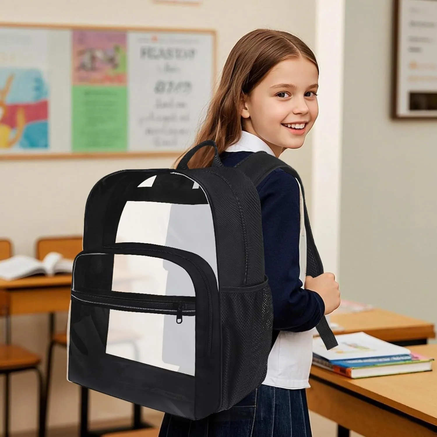 Clear Backpack for School, Heavy Duty Transparent Backpack with 0.6 mm PVC Bookbag 18 inch Clear Bag,Yellow