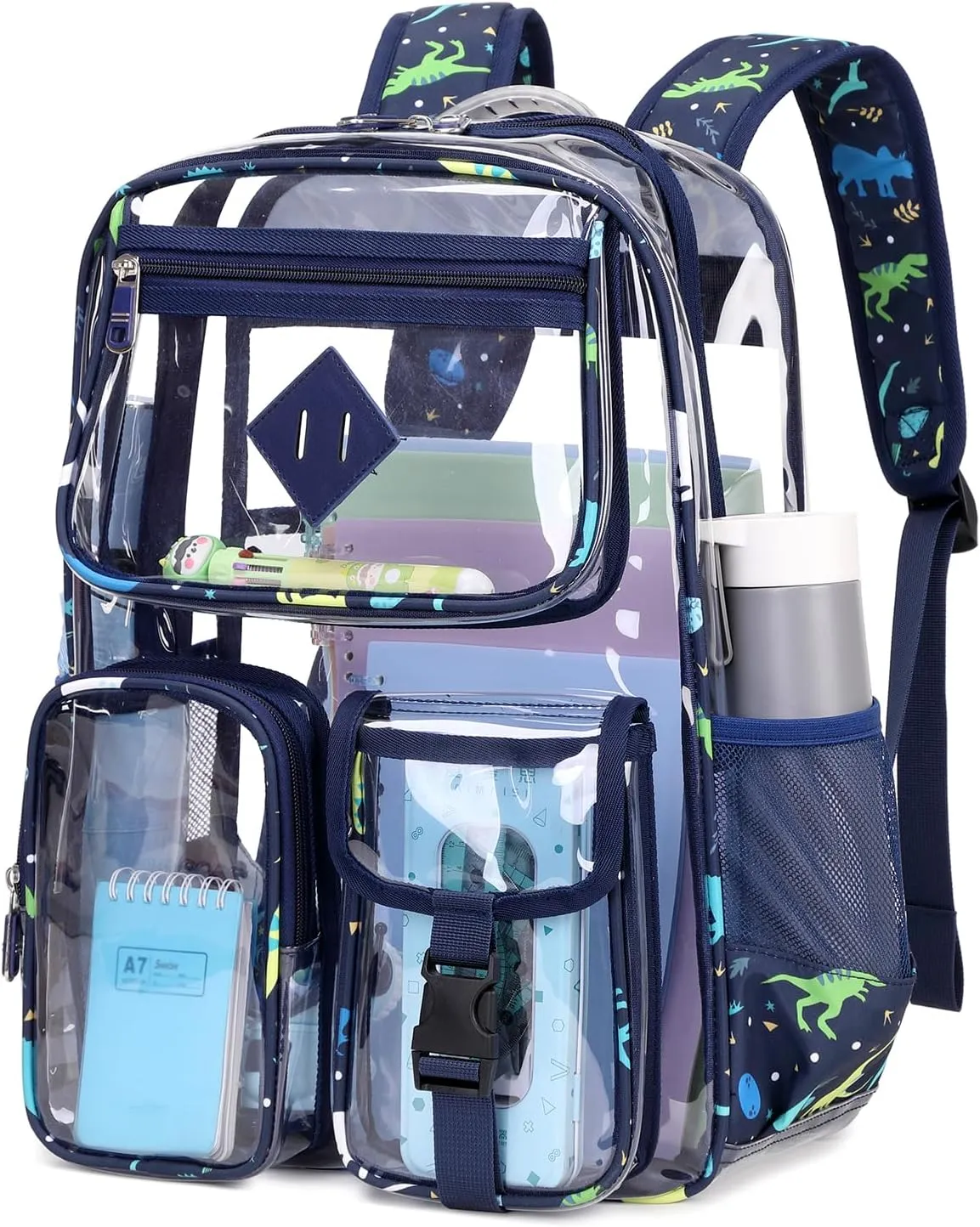 Clear Backpack for School,Heavy Duty PVC Transparent Bookbag for Girls Stadium Approved See Through Backpack