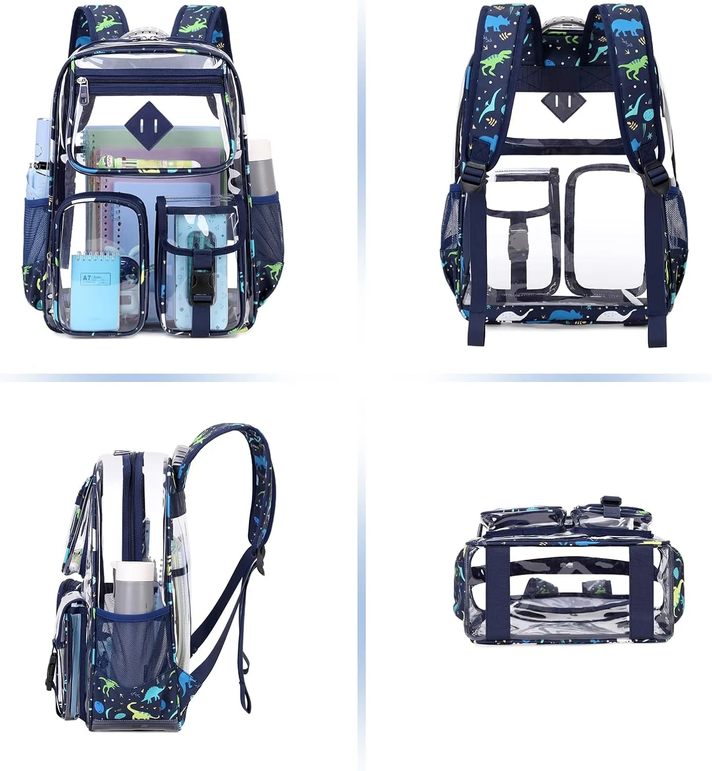 Clear Backpack for School,Heavy Duty PVC Transparent Bookbag for Girls Stadium Approved See Through Backpack