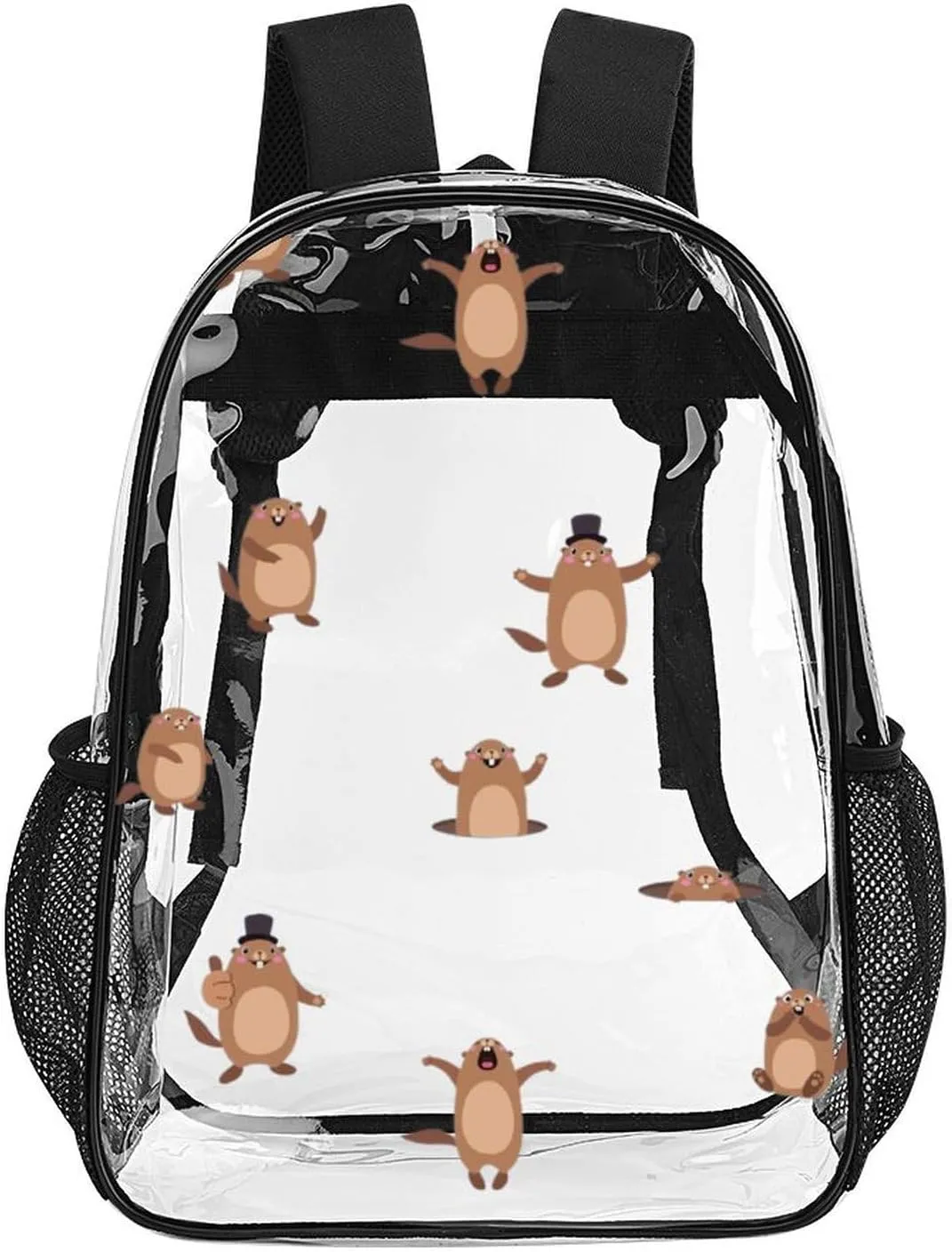 Clear Backpack for Stadium Events Concert Cute Cartoon Marmot Waterproof Heavy Duty for Adult Women Men Summer Clear Transparent Bag for Sport Event Work