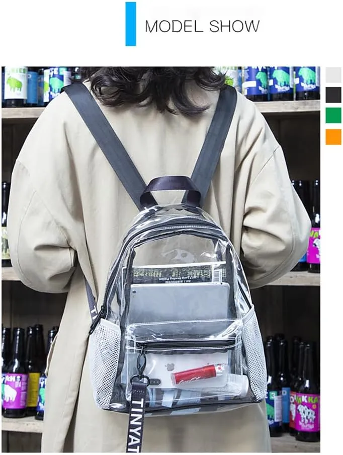 Clear Backpack, Heavy Duty Bag Transparent Backpack for Travel, Stadium, Work, Security, Sports (Quartz White)