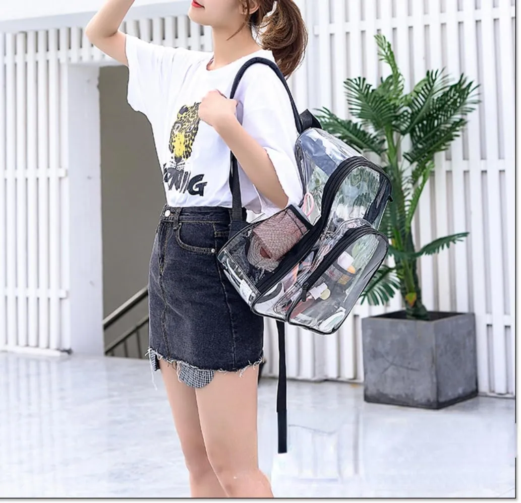 Clear Backpack Heavy Duty PVC Transparent Backpack Large Clear Bag for Stadium Events Work (Orange)