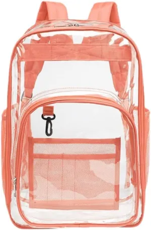 Clear Backpack Heavy Duty PVC Transparent Backpack Large Clear Bag for Stadium Events Work (Orange)