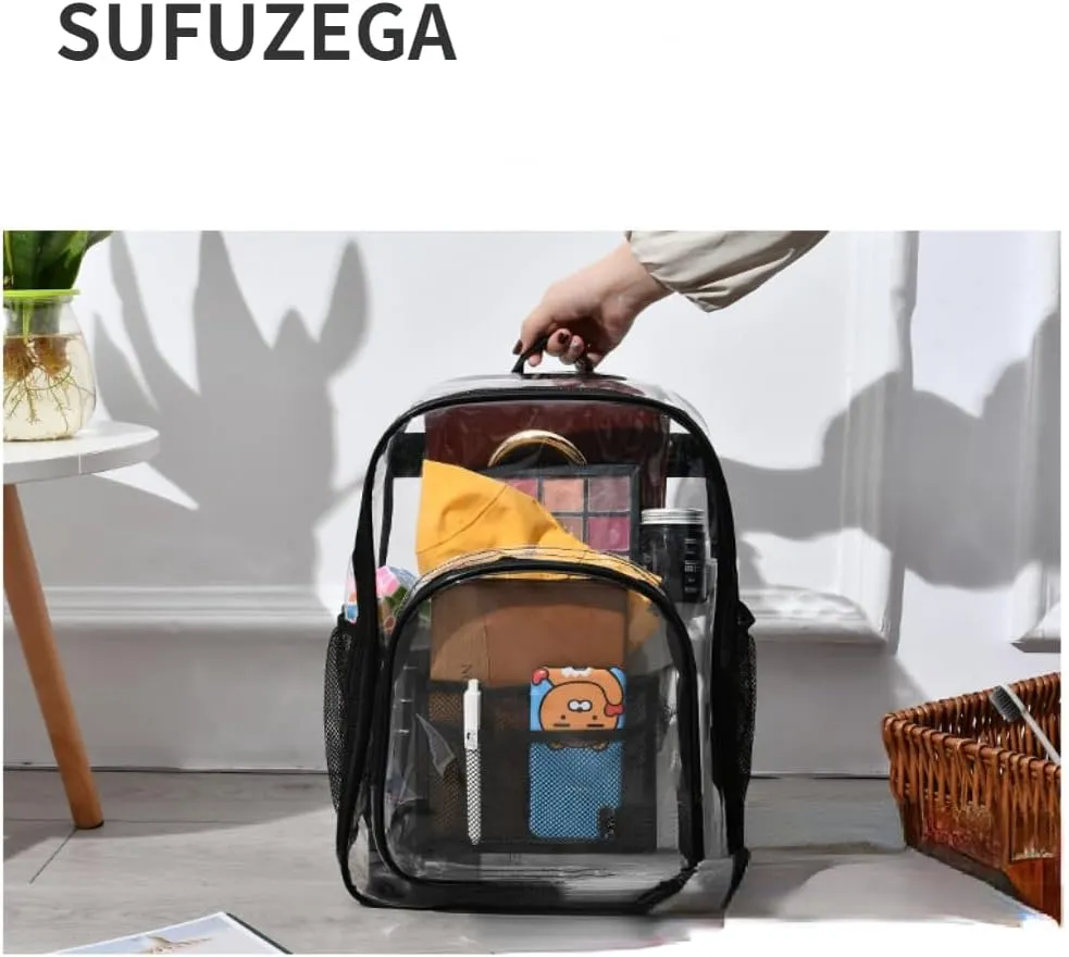 Clear Backpack Heavy Duty PVC Transparent Backpack Large Clear Bag for Stadium Events Work (Orange)
