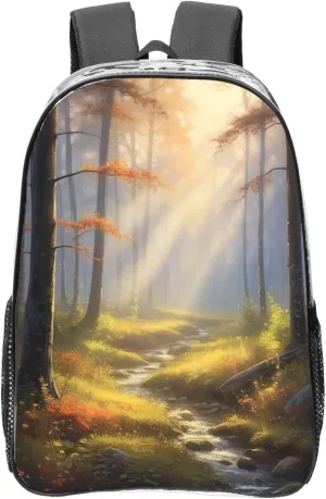 Clear Backpack Heavy Duty PVC Transparent Backpack Large Clear Bag for Travel, Work, Concert, Gossamer Glow Print 16"