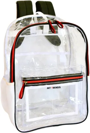 Clear Backpack – Heavy Duty PVC Transparent Bag, XL Stadium-Approved Size H17” x W12” x D7.5”, Water-Resistant School, Work, and Travel Bag