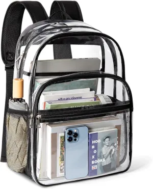 Clear Backpack, Heavy Duty Transparent Bookbag for School with Reinforced Strap for Women, Men, Capacity Bag for College Clear