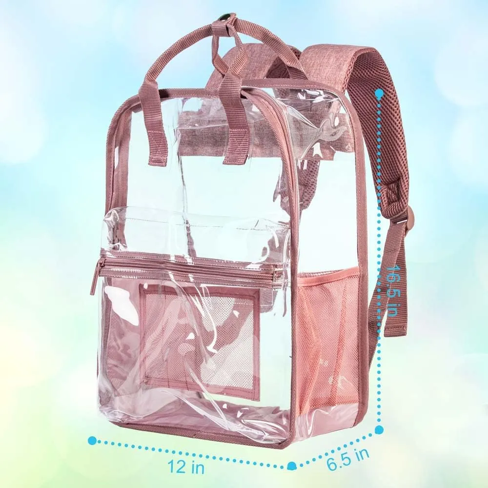 Clear Backpack, Stadium Approved Transparent Bookbag for Girls Boys, Heavy Duty PVC See Through Backpack for Women Men