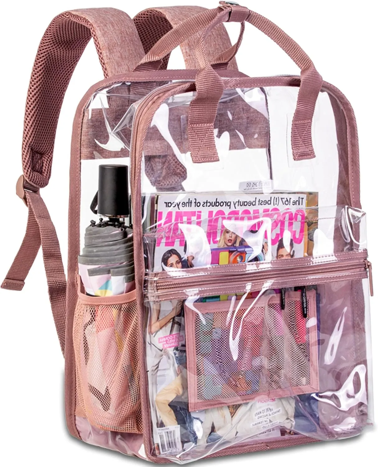 Clear Backpack, Stadium Approved Transparent Bookbag for Girls Boys, Heavy Duty PVC See Through Backpack for Women Men