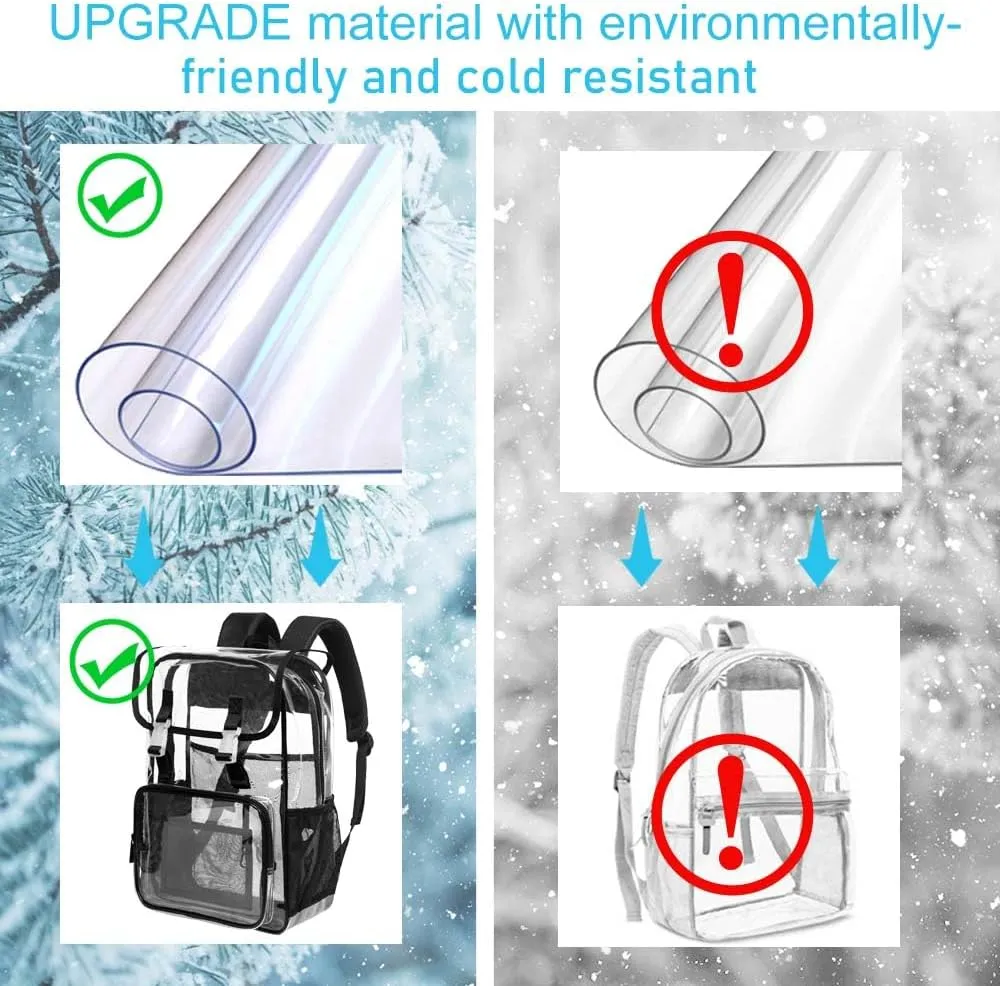 Clear Backpack, Stadium Approved Transparent Bookbag for Girls Boys, Heavy Duty PVC See Through Backpack for Women Men