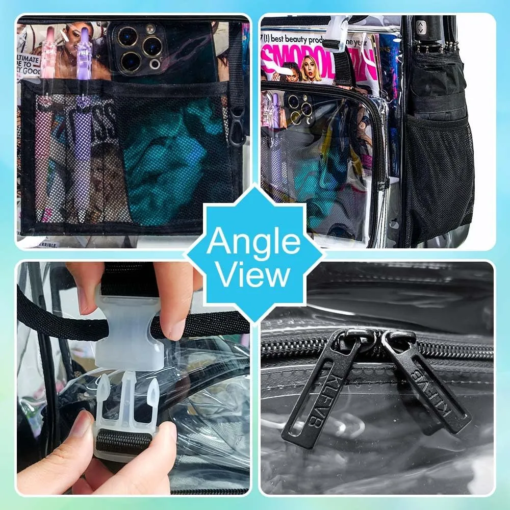 Clear Backpack, Stadium Approved Transparent Bookbag for Girls Boys, Heavy Duty PVC See Through Backpack for Women Men