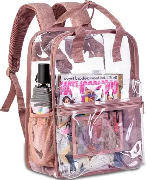 Clear Backpack, Stadium Approved Transparent Bookbag for Girls Boys, Heavy Duty PVC See Through Backpack for Women Men