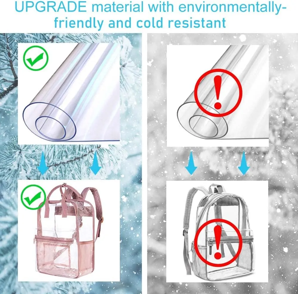 Clear Backpack, Stadium Approved Transparent Bookbag for Girls Boys, Heavy Duty PVC See Through Backpack for Women Men