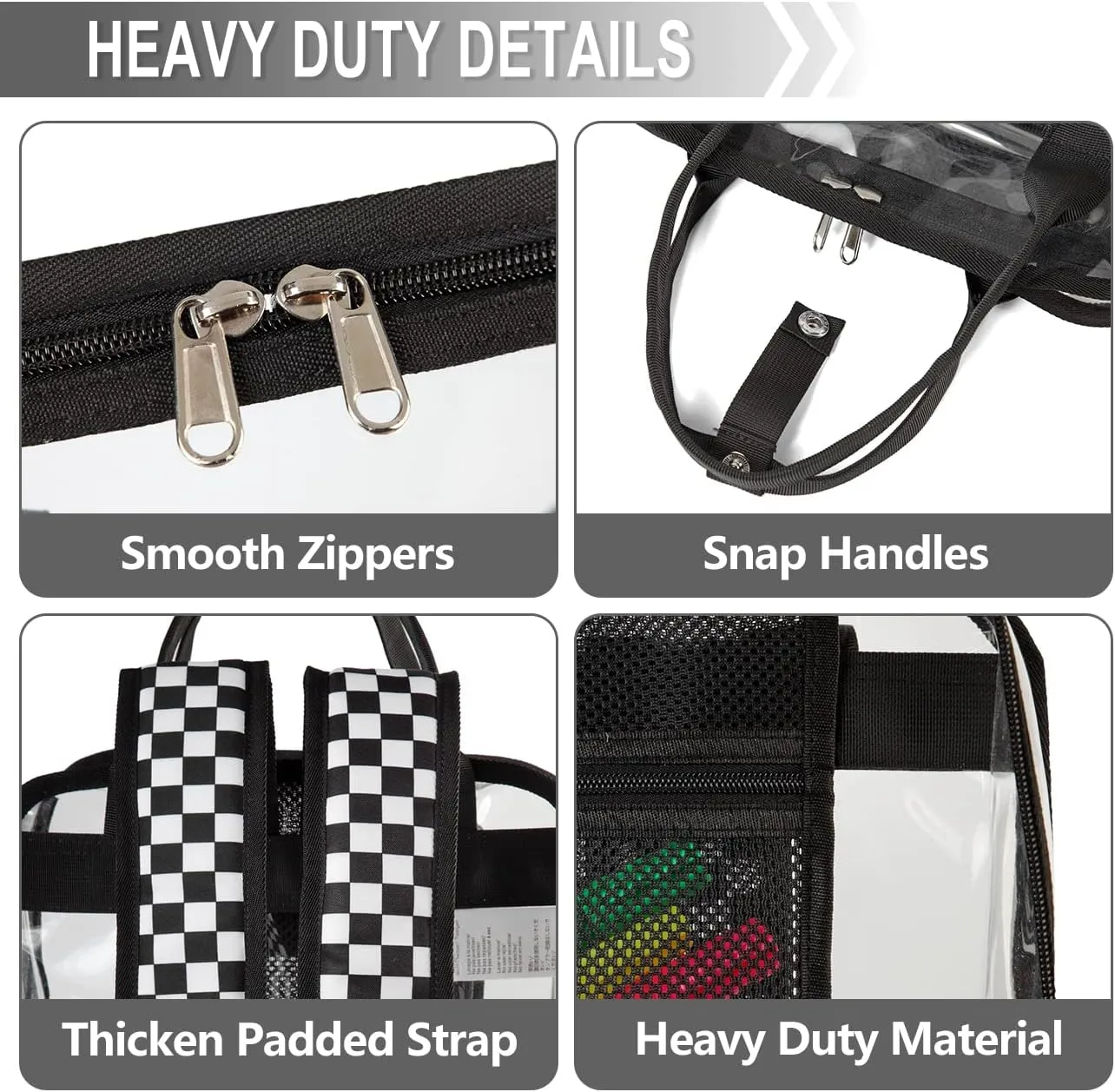 Clear backpack,VASCHY HeavyDuty Transparent See Through School Backpack BookBag