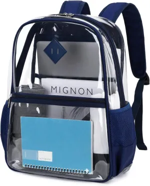 Clear PVC Waterproof Transparent Backpack, Heavy Duty See Through for Girls Boys Women Men - Dark Blue