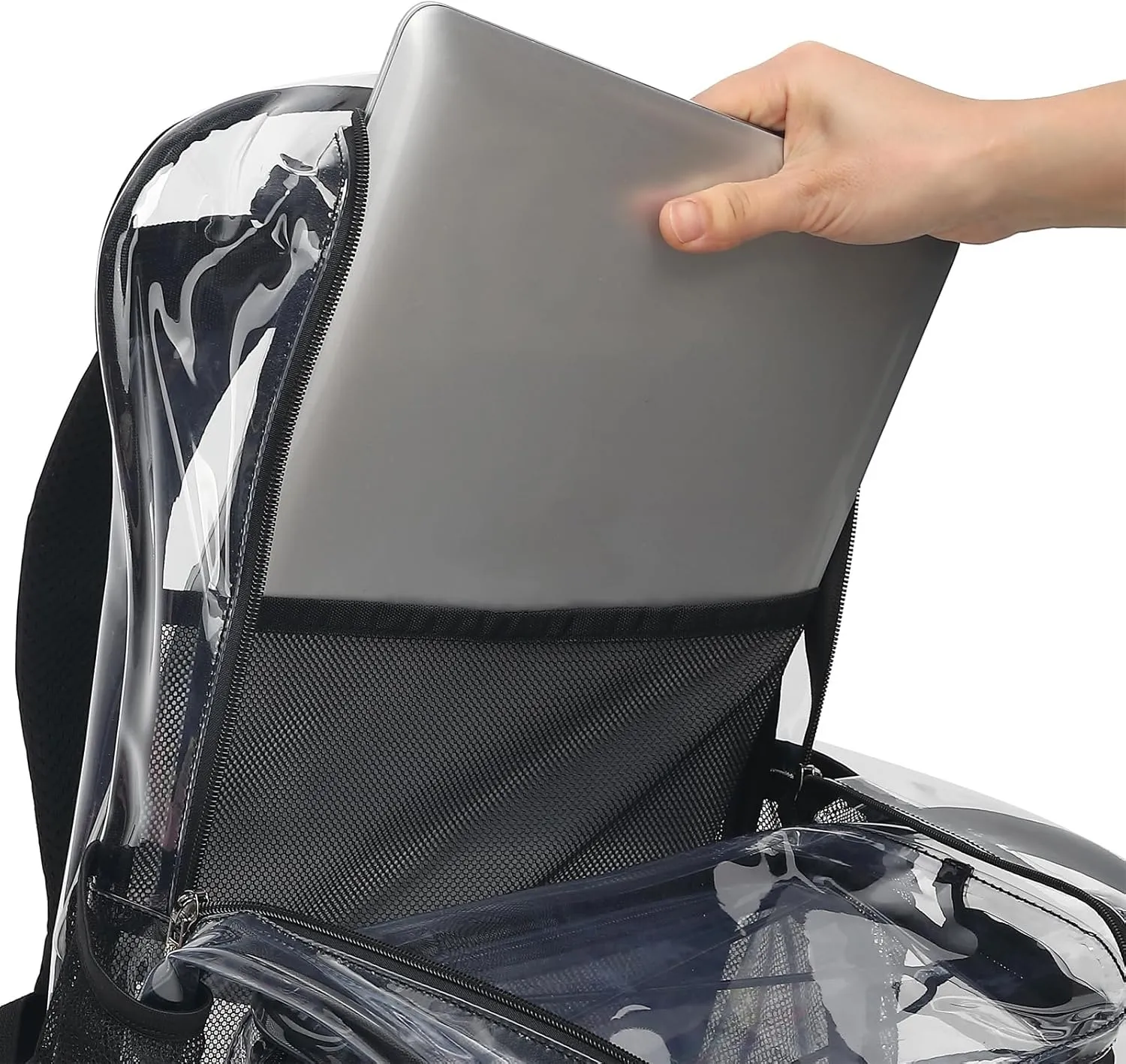 Clear School Backpack for Girls Women, Kids Teens Heavy Duty See Through College Bookbag Transparent School Bag (Black)