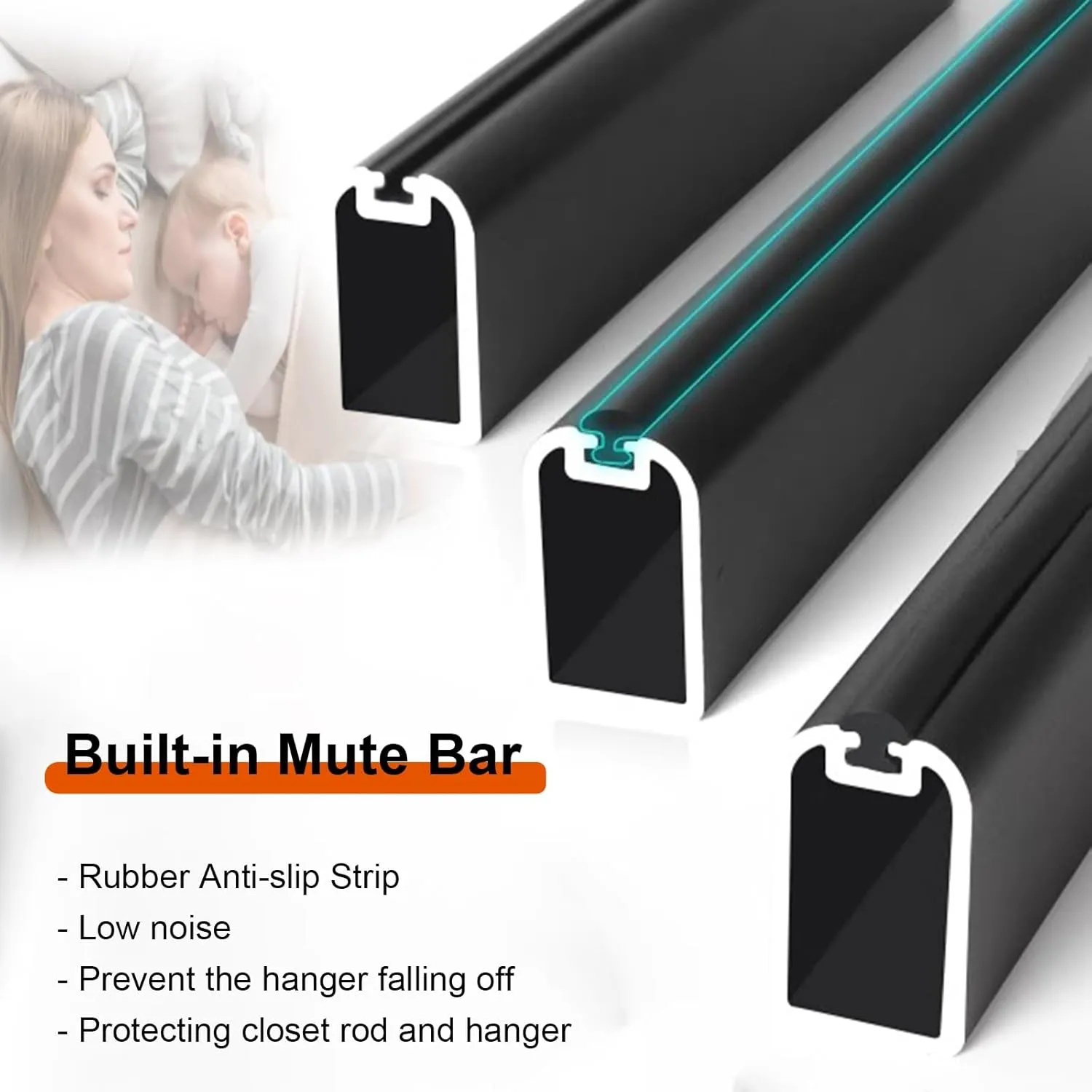 Closet Hanging Rods for Clothing, 5-50 Inch Long Wardrobe Hanger Holder with Top Mounting Bracket, Commercial Home Aluminum Alloy Clothes Pole, Can Be Cut ﻿(5.9in)
