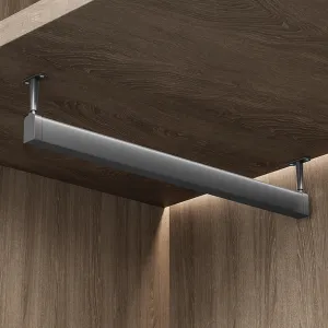 Closet Hanging Rods for Clothing, 5-50 Inch Long Wardrobe Hanger Holder with Top Mounting Bracket, Commercial Home Aluminum Alloy Clothes Pole, Can Be Cut ﻿(5.9in)