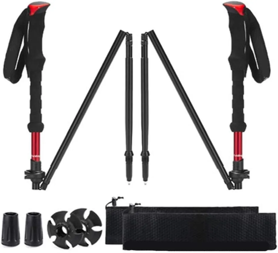 Collapsible Hiking Trekking Poles – Adjustable Lightweight Aluminum Alloy with Anti-Shock, Quick Lock System, Ergonomic EVA Foam Handle, 39-130cm