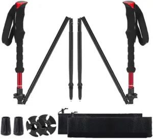 Collapsible Hiking Trekking Poles – Adjustable Lightweight Aluminum Alloy with Anti-Shock, Quick Lock System, Ergonomic EVA Foam Handle, 39-130cm