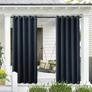 cololeaf Outdoor Curtain for Patio Waterproof Grommet Top Thermal Insulated Blackout Outdoor Curtain Drape, Porch, Gazebo, Pergola, Cabana, Dock, Beach Home - Navy 52W x 84L Inch (1 Panel)