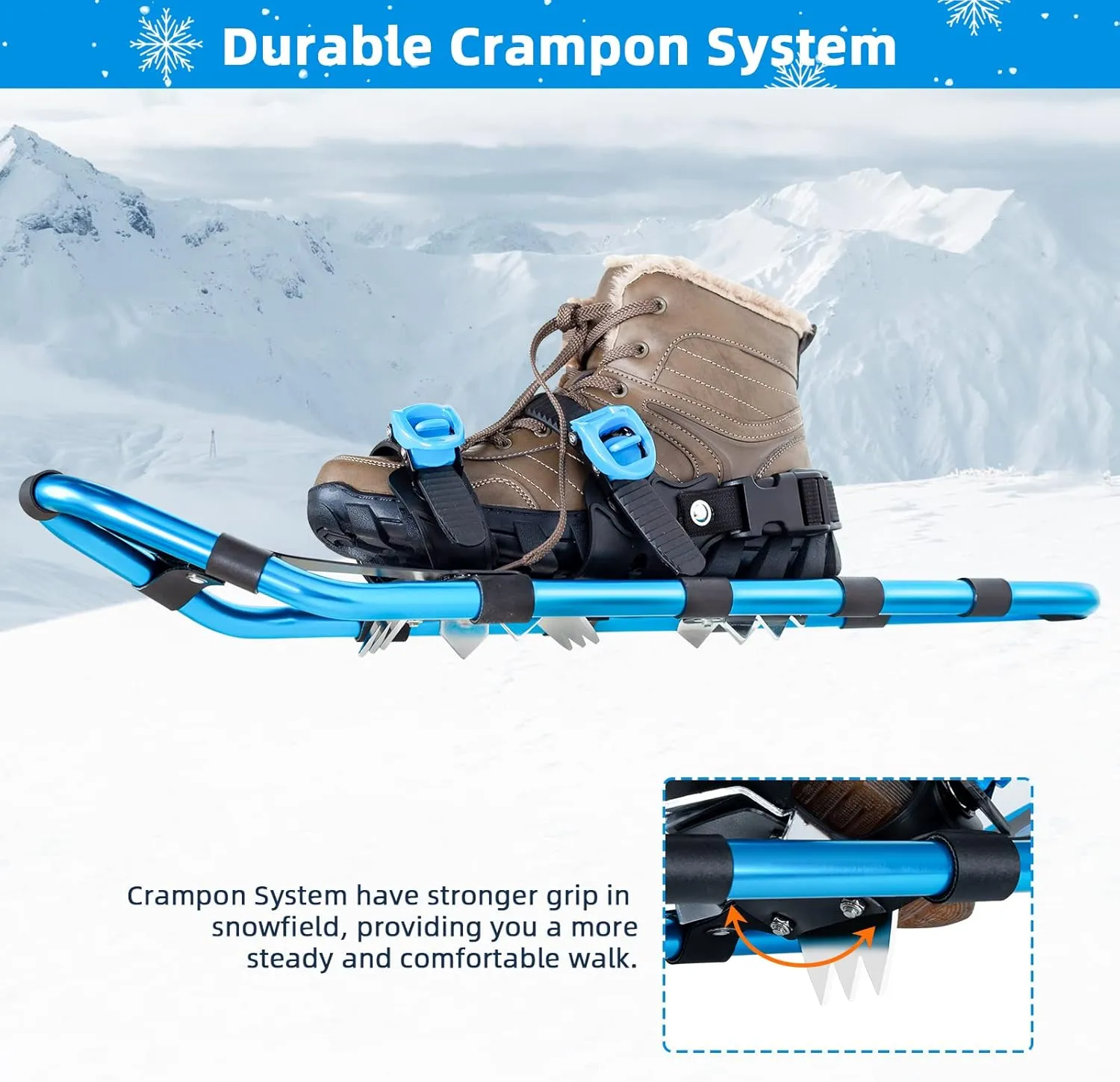 COMMOUDS Lightweight Snow Shoes for Men Women Youth Kids, Fully Adjustable Bindings, 14/21/25/30 Inches Aluminum Alloy Terrain Snowshoes with Trekking Poles and Carrying Bag