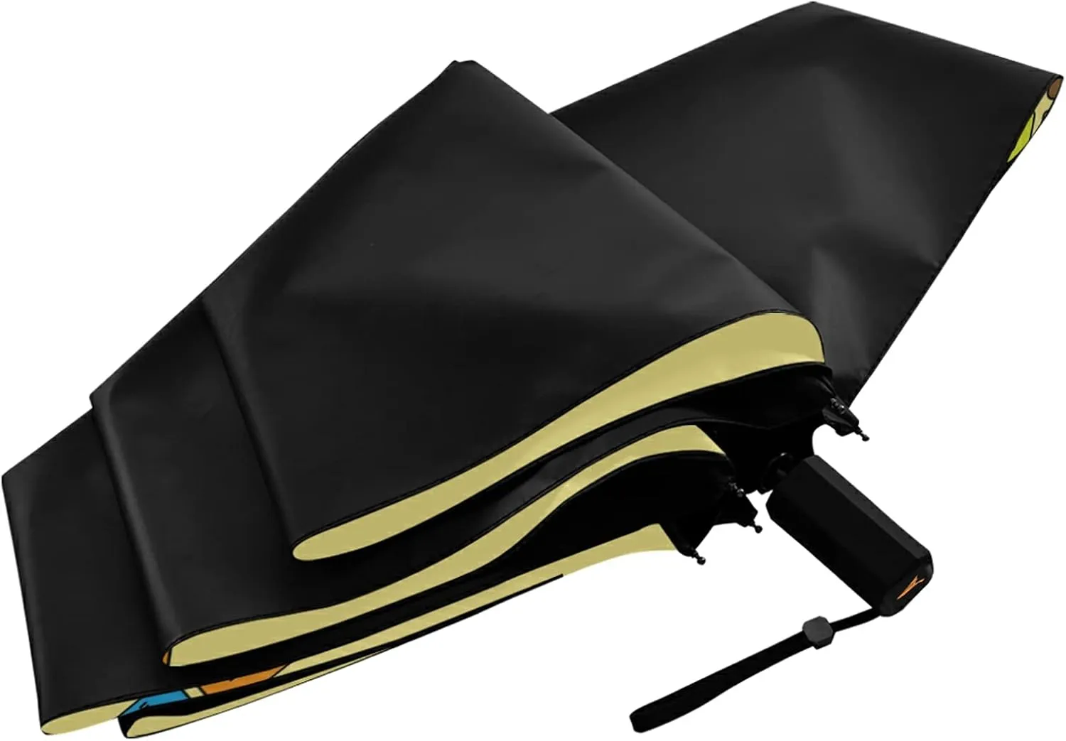 Compact Lightweight Folding Umbrella, Inner Print Sun Parasol with UV Protection, Strong Portable Travel Rain Umbrella
