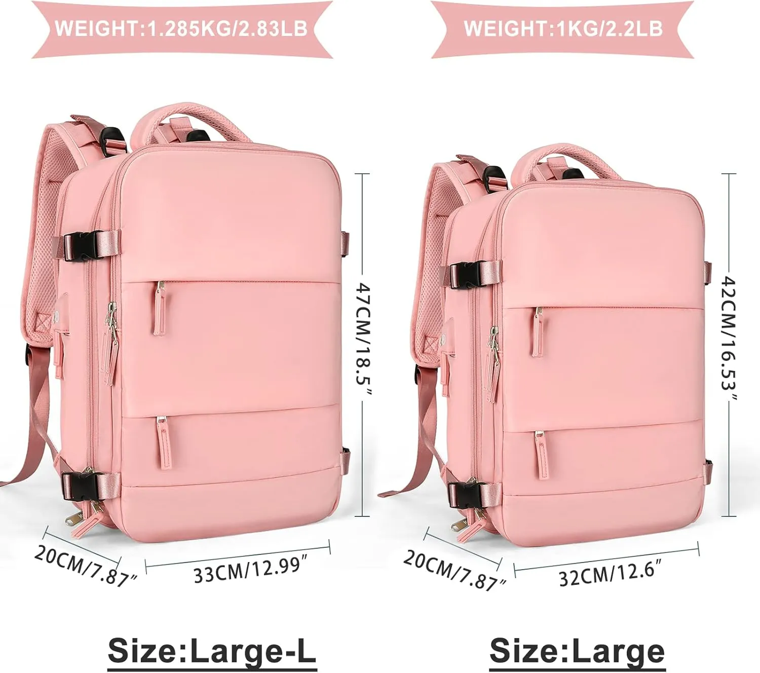 coowoz Large Travel Backpack For Women Men,Carry On Backpack Flight Approved,Hiking Backpack Waterproof Outdoor Sports Rucksack Casual Daypack Fit 15.6 Inch Laptop Shoes Compartment