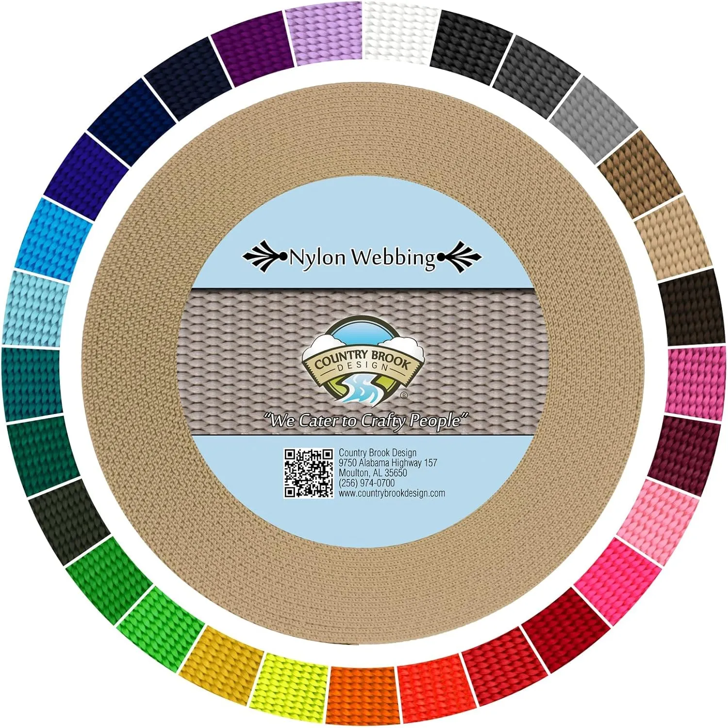 Country Brook Design - 3/8 Inch Heavy Duty 100% Real Nylon Webbing - 25  Vibrant Colors (Copper Gold, 20 Yards)