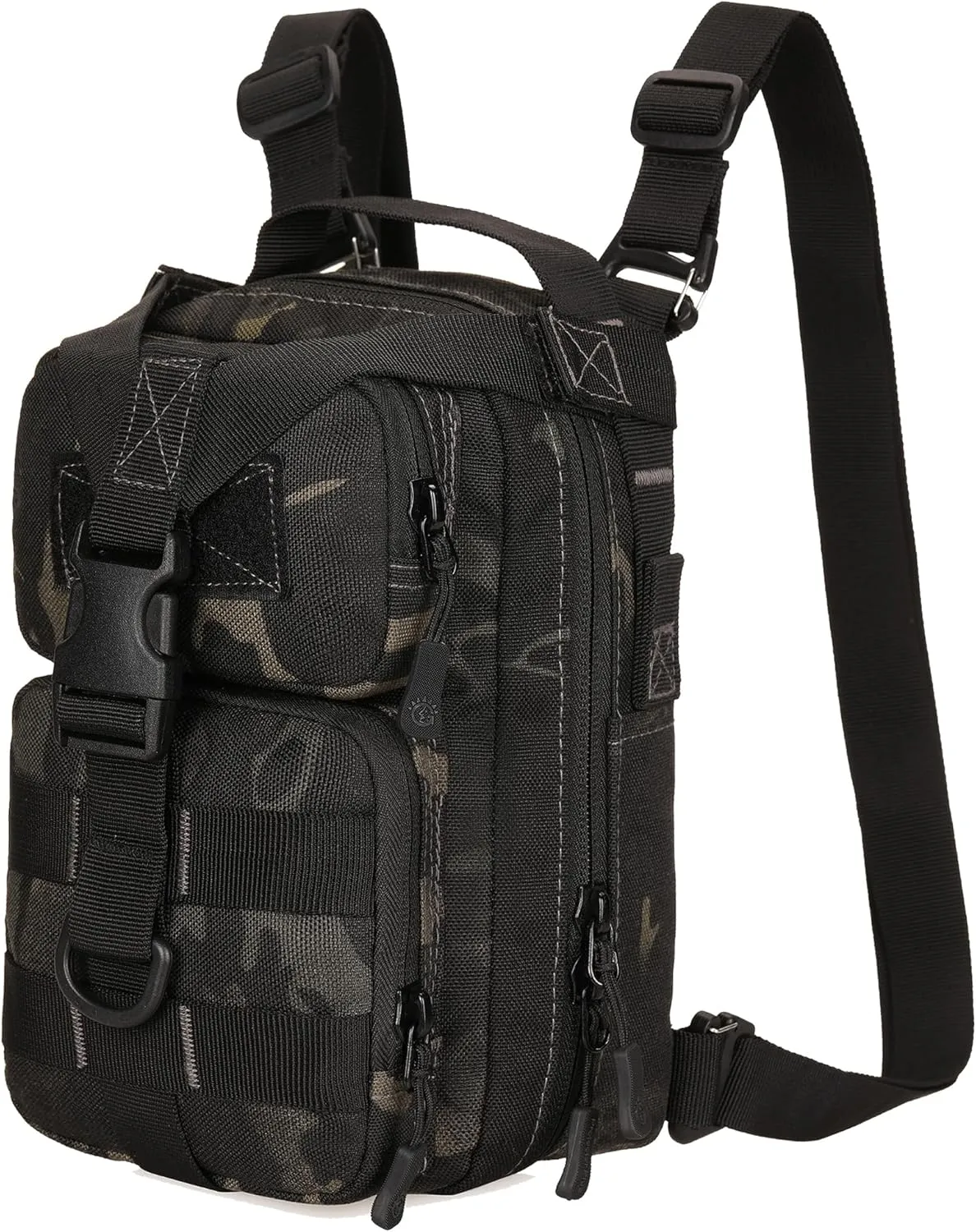 CREATOR 3 In 1 Small Military Tactical Backpack Army Assault Rucksack Crossbody Shoulder Bag for Men (Black Camo)
