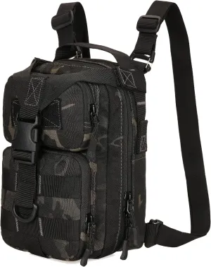 CREATOR 3 In 1 Small Military Tactical Backpack Army Assault Rucksack Crossbody Shoulder Bag for Men (Black Camo)