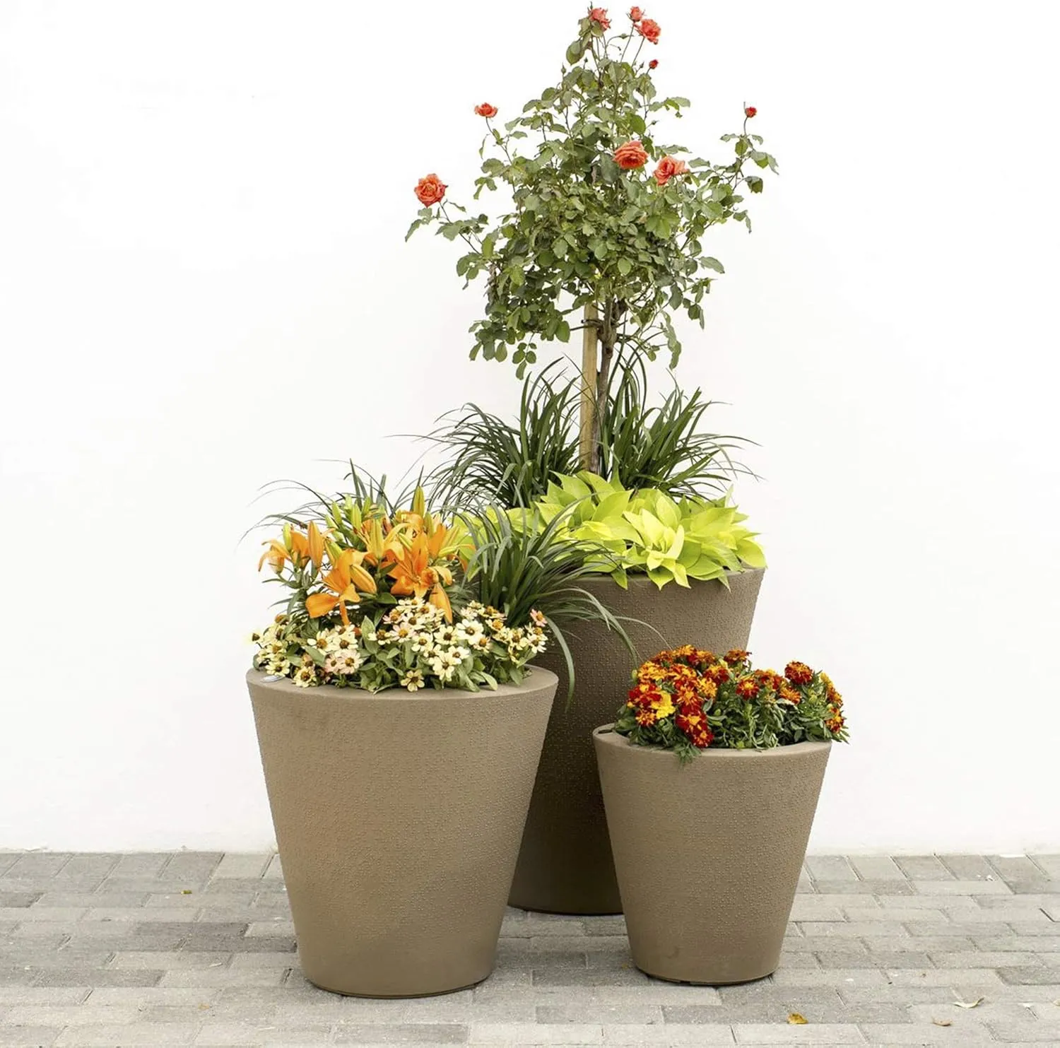Crescent Garden Dot TruDrop Indoor/Outdoor Planter, Self-Watering Plant Pot, 20 Inches, (Caviar Black)