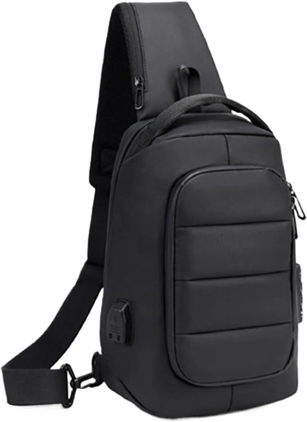 Crossbody Bag Men Men's Backpack Anti-Theft Bag with Lock Shoulder Bag Diagonal Package Messenger Travel Bag(Black)