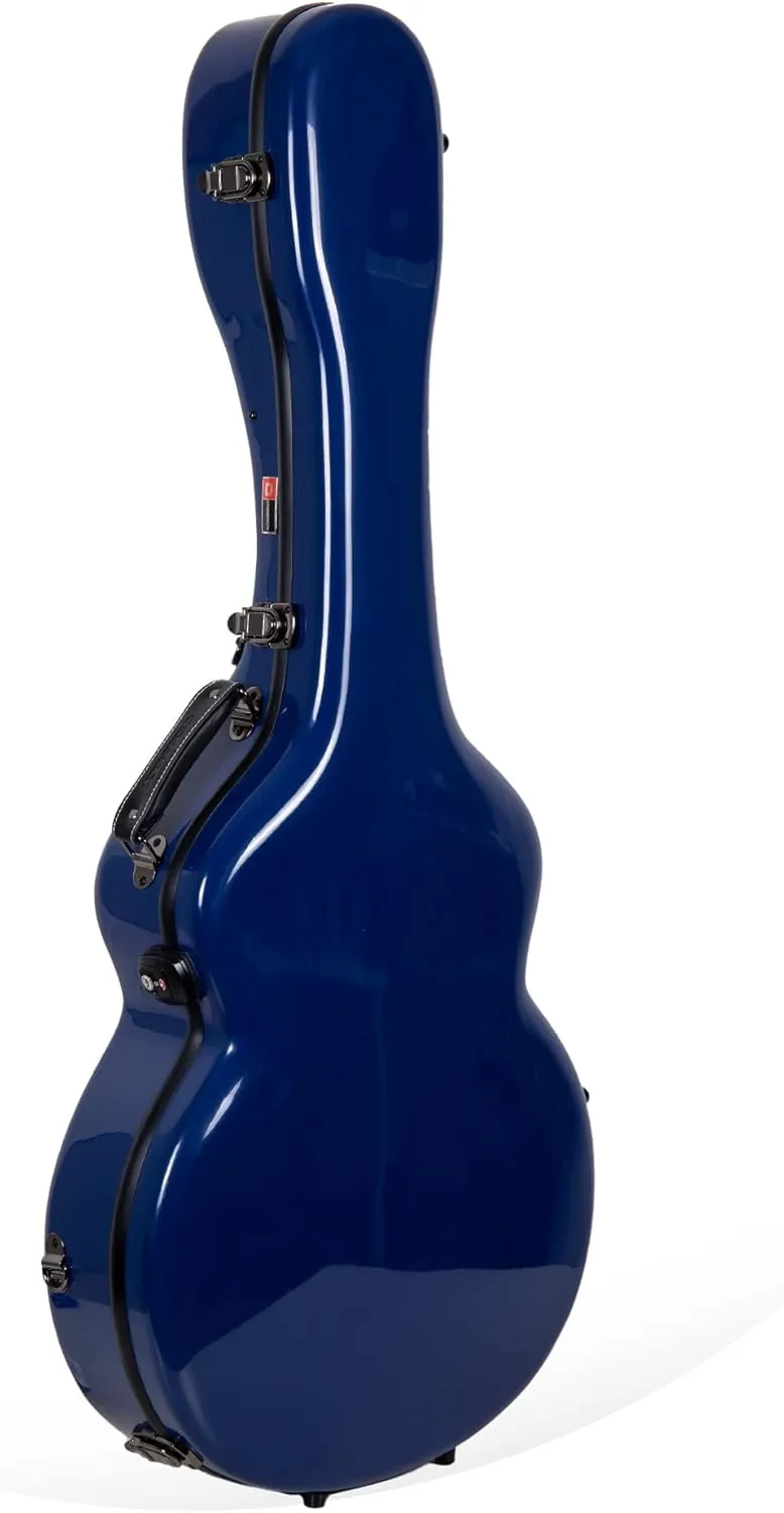 Crossrock 17" Archtop Guitar Case for Gibson L5/Epiphone Broadway - Heavy-Duty Fiberglass Hardshell w/TSA Lock & Depth-Adjustable Padding（2.5"-3.1"） - Backpack Straps & Storage Compartment - Navy Blue