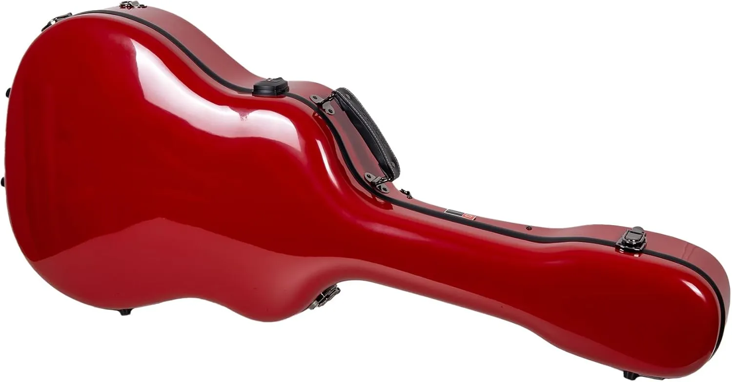 Crossrock 17" Archtop Jazz Guitar Case - Heavy-Duty Fiberglass Hardshell with TSA Lock & Backpack Straps for Gibson L5/Epiphone Broadway - Adjustable Interior & Storage - Red