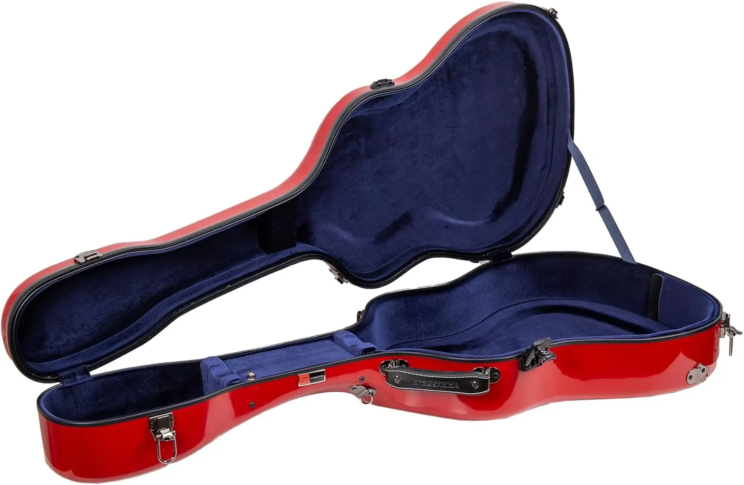 Crossrock 17" Archtop Jazz Guitar Case - Heavy-Duty Fiberglass Hardshell with TSA Lock & Backpack Straps for Gibson L5/Epiphone Broadway - Adjustable Interior & Storage - Red