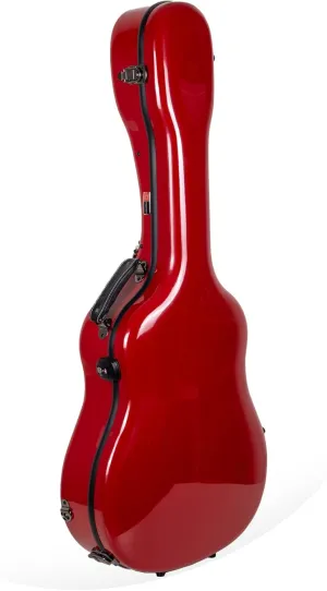 Crossrock 17" Archtop Jazz Guitar Case - Heavy-Duty Fiberglass Hardshell with TSA Lock & Backpack Straps for Gibson L5/Epiphone Broadway - Adjustable Interior & Storage - Red