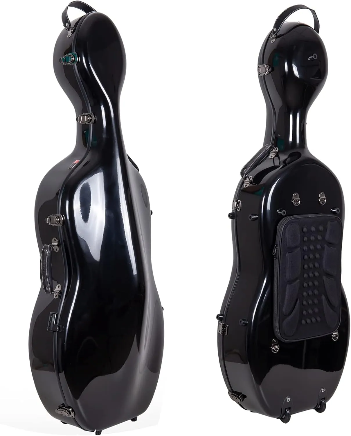 Crossrock Fiberglass Cello Case with Wheels - Fits 4/4 Full size Cello - Includes Padded Music Pouch, 3 Handles, Removable Shoulder Straps, Combination Lock - Black (CRF2020CEFBK)